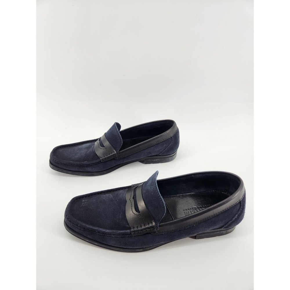 Florsheim Mens Navy Blue Suede Leather Penny Loafers Dress Shoes 11.5 - Picture 3 of 6